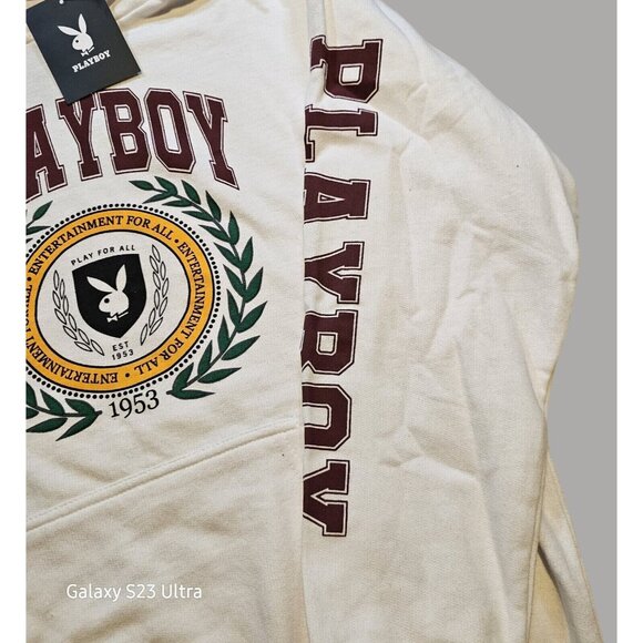 Playboy Hoodie Extra Large White Sweatshirt Sweater Pullover Logo New With Tags - Picture 4 of 5